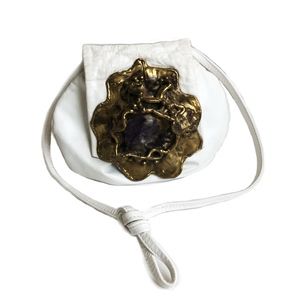 Copa Collection Bag Amethyst Brass White Leather Vintage Carvalhus Brazil Rare